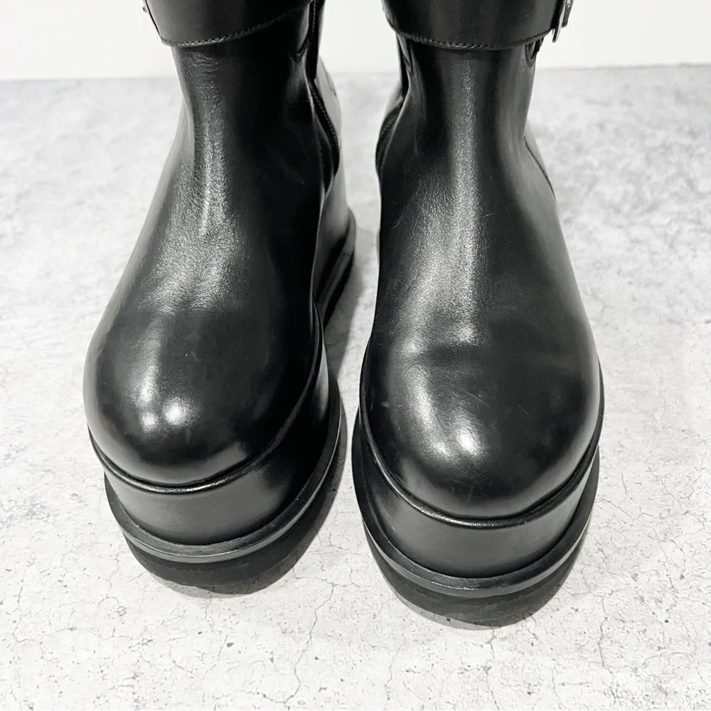 Free People Not for Riding Platform Tall Boots Black Leather Size 6.5 NEW